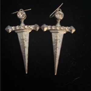 Virgins Saints & Angels Silver Dagger Earrings
